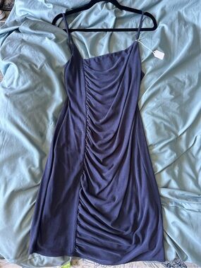 House of Harlow 1960 Deep Navy Ruched Slip Mini Dress